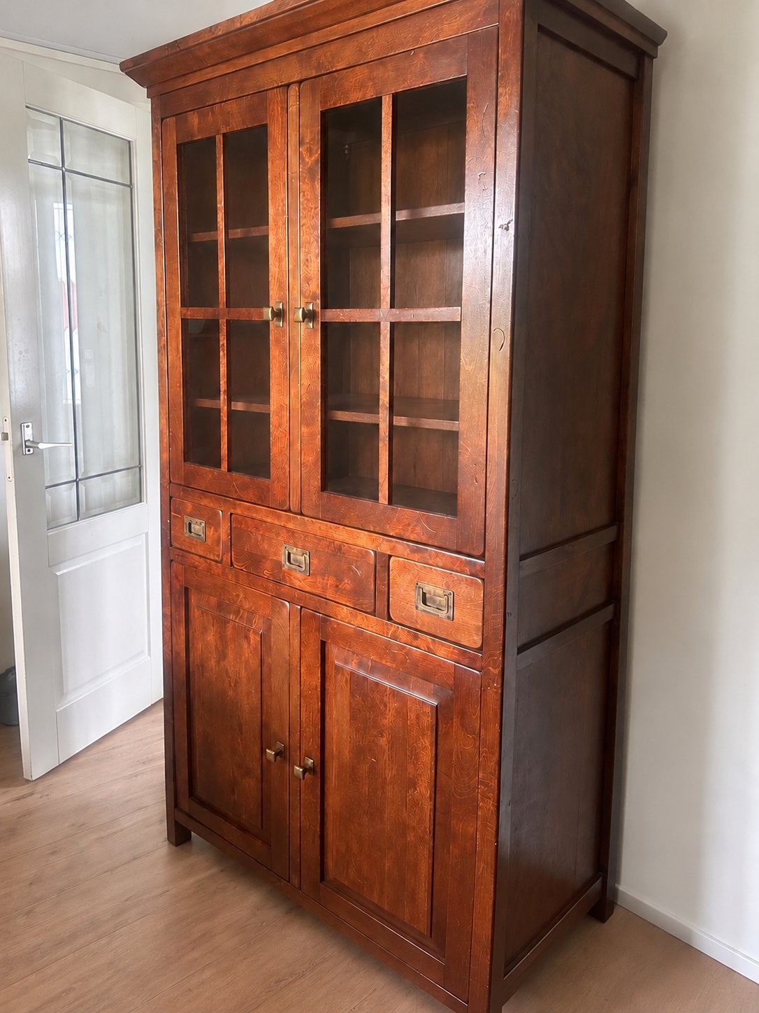 Mahonie Houten Vitrinekast/Buffetkast - Klassiek & Warm, Ophalen, Gebruikt, Koloniaal, 50 tot 100 cm