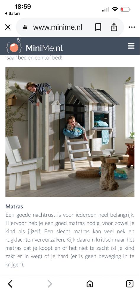Unieke half hoogslaper boomhut design - Huisbed, Ophalen, 85 tot 100 cm, Gebruikt, Hoogslaper of Stapelbed