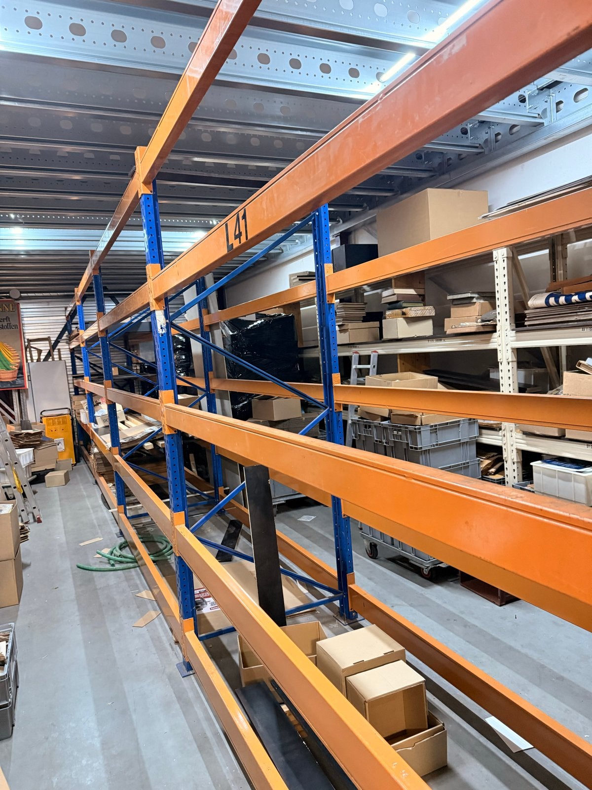 Gebruikte DUWIC Pallet- magazijnstellingen - Oranje liggers, Ophalen, Gebruikt