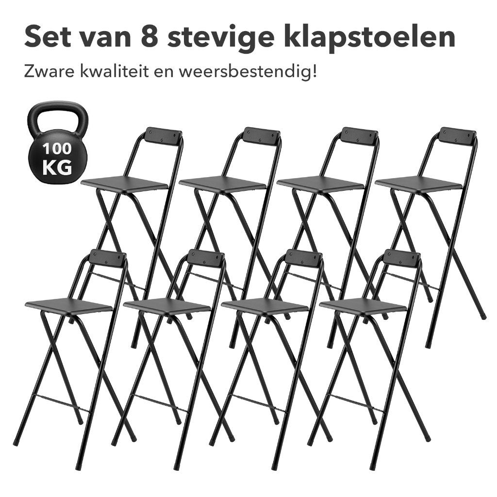 Bardi Inklapbare Barkruk 100KG Draagvermogen met Voetsteun, Ophalen, Zwart, Nieuw, Vijf, Zes of meer stoelen