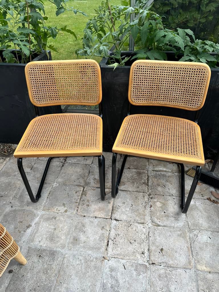 Marcel Breuer Webbing Cesca Thonet stoelen, Huis en Inrichting, Stoelen, Ophalen of Verzenden, Zo goed als nieuw, Wit, Twee