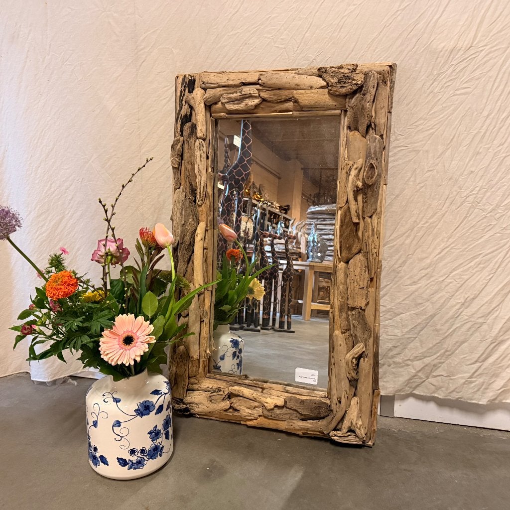 spiegel drijfhout / driftwood - 100 x 60 cm - Gratis bezorgd, TTM Wonen, Meubels – (Perzische) Tapijten en Woonaccessoires, Nieuw