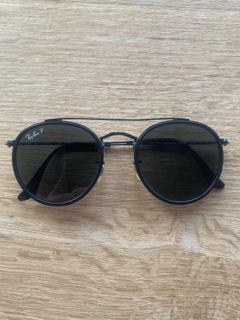 Ray-Ban Round Double Bridge, Zonnebril, Zwart, Ophalen of Verzenden, Zo goed als nieuw
