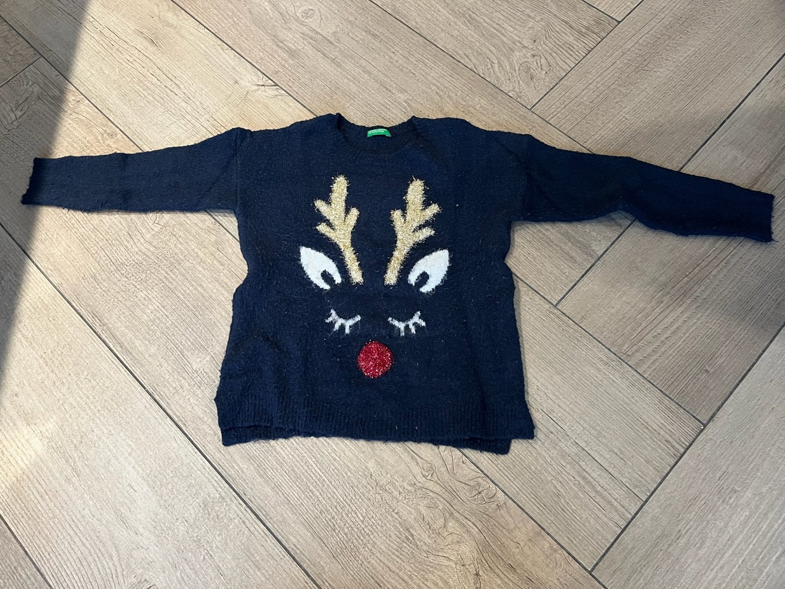 Benetton Kersttrui Rendier - Maat 110 (4-5 jaar), Ophalen of Verzenden, Gebruikt, Meisje, Trui of Vest