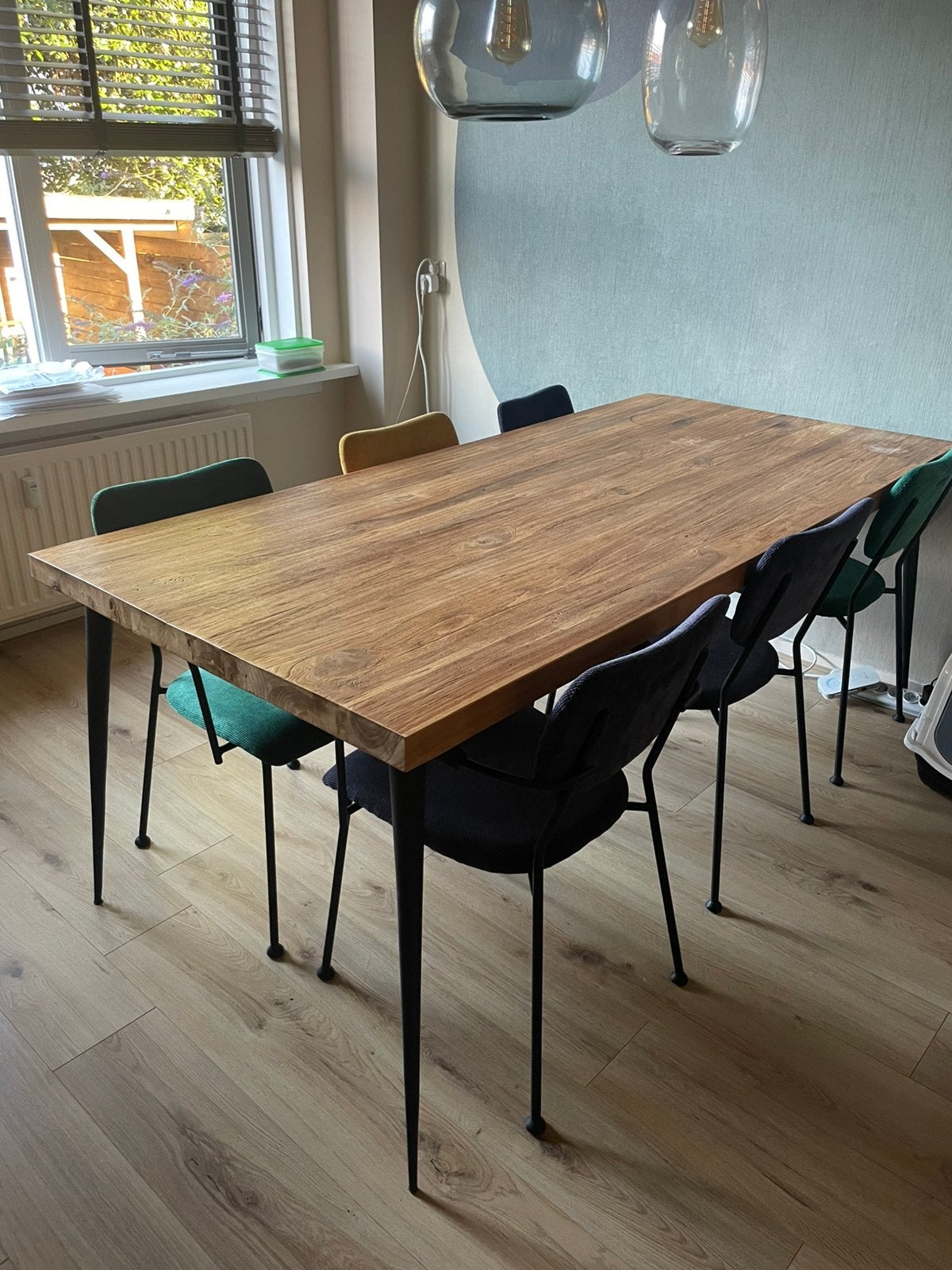 Hardhouten teak tafel, Huis en Inrichting, Tafels | Eettafels, Ophalen, Gebruikt, 200 cm of meer, 50 tot 100 cm