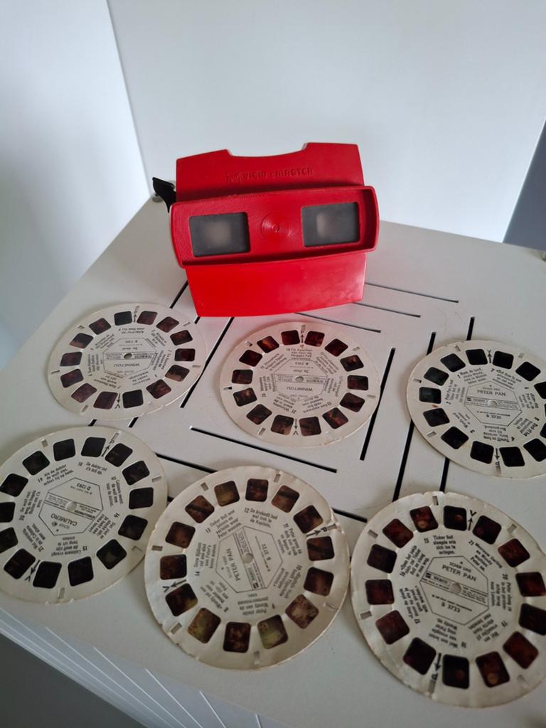 Vintage View-Master rood met 6 schijfjes - GAF, Verzamelen, Speelgoed, Ophalen of Verzenden