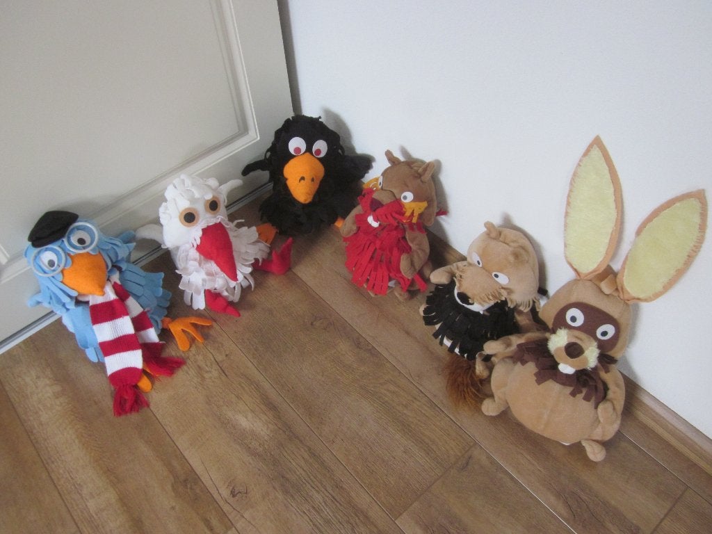 Interimage 6 handpoppen poppenkastpoppen Fabeltjeskrant, Overige merken, Overige karakters, Ophalen of Verzenden, Zo goed als nieuw
