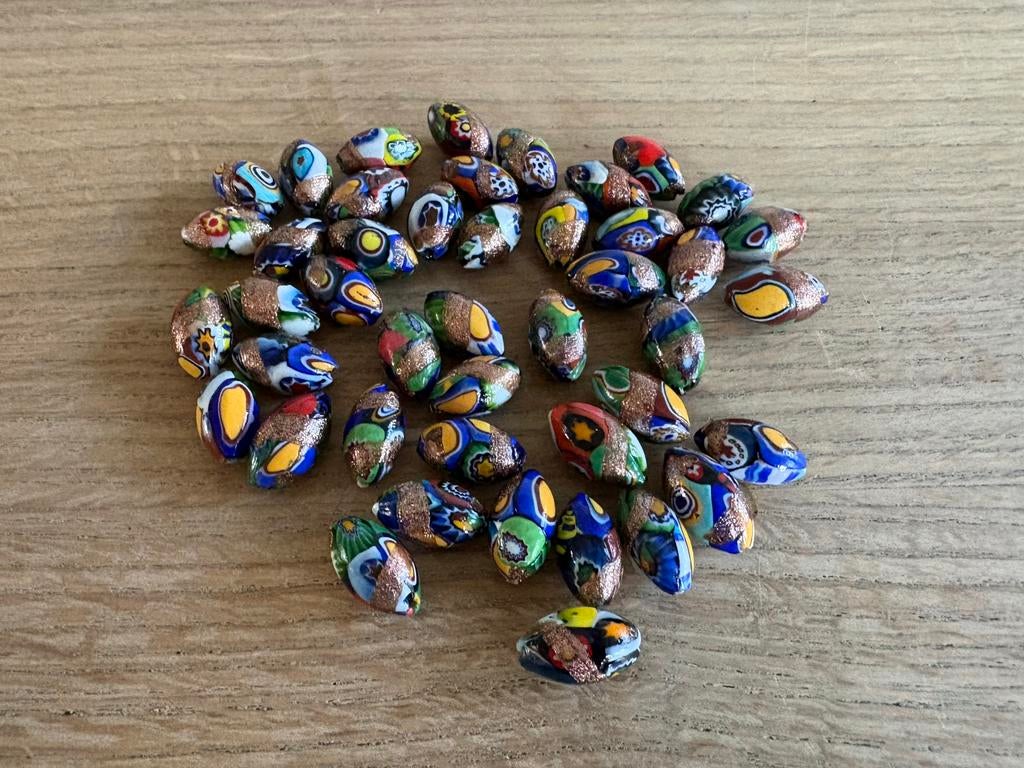 Prachtige vintage Murano Millefiori ovale glaskralen, Ophalen of Verzenden