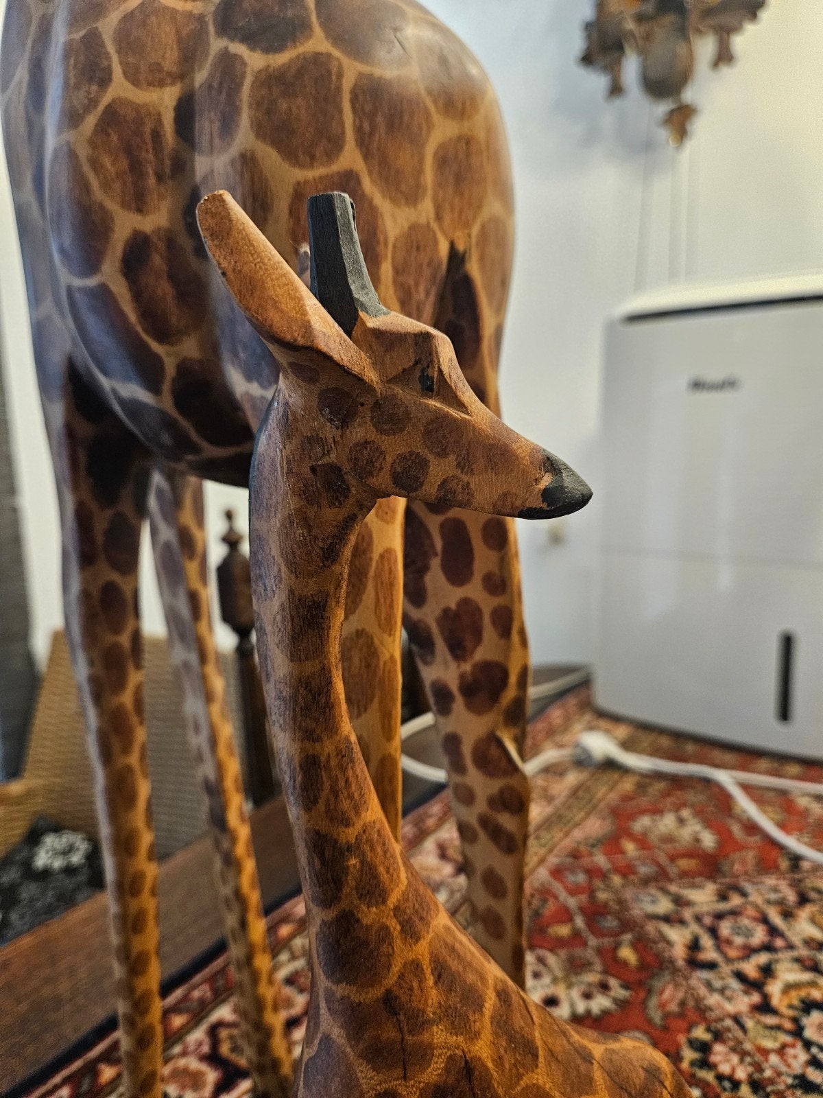 Houten Giraffe Beeld - Decoratief Afrikaans Design, Hout, Gebruikt, Overige stijlen, Ophalen of Verzenden