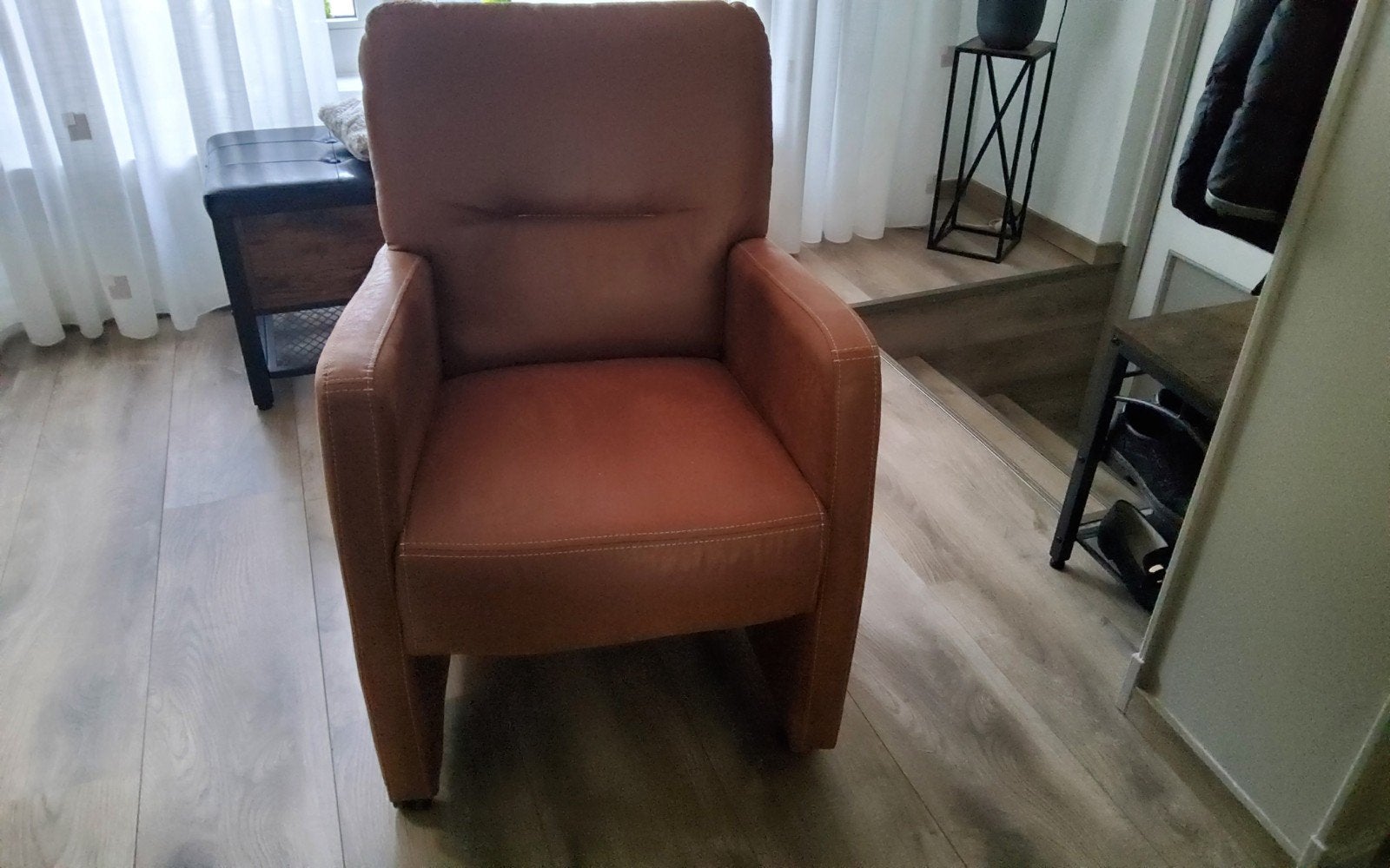 6 lederen fauteuils, Ophalen of Verzenden, Zo goed als nieuw, Bruin, Twee