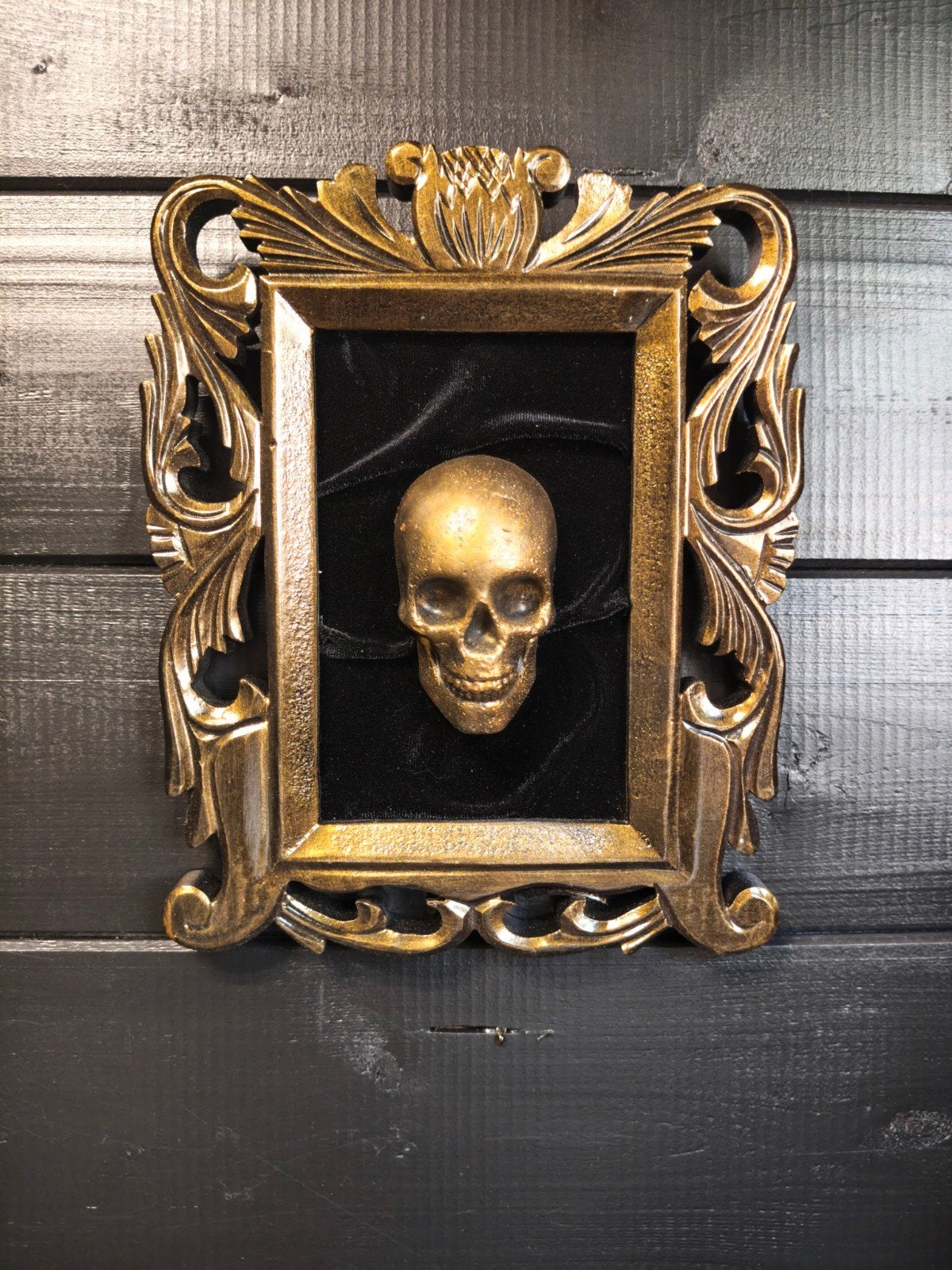 Barok lijst oud goud met gipsen skull - Uniek silly art, Ophalen of Verzenden