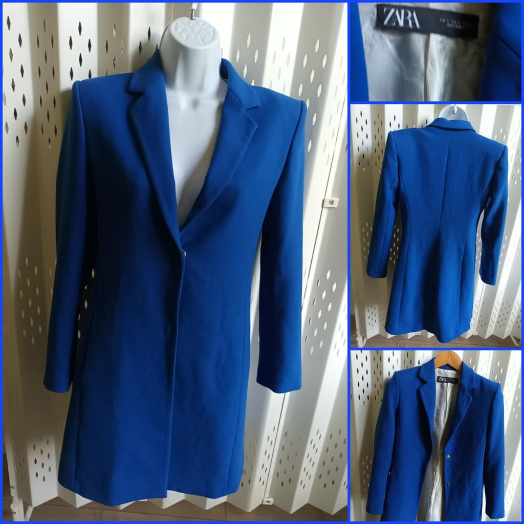Zara Lange Blauwe Dames Blazer Jas Viscose Stretch S, Kleding | Dames, Blauw, Zara, Maat 42/44 (L), Ophalen of Verzenden
