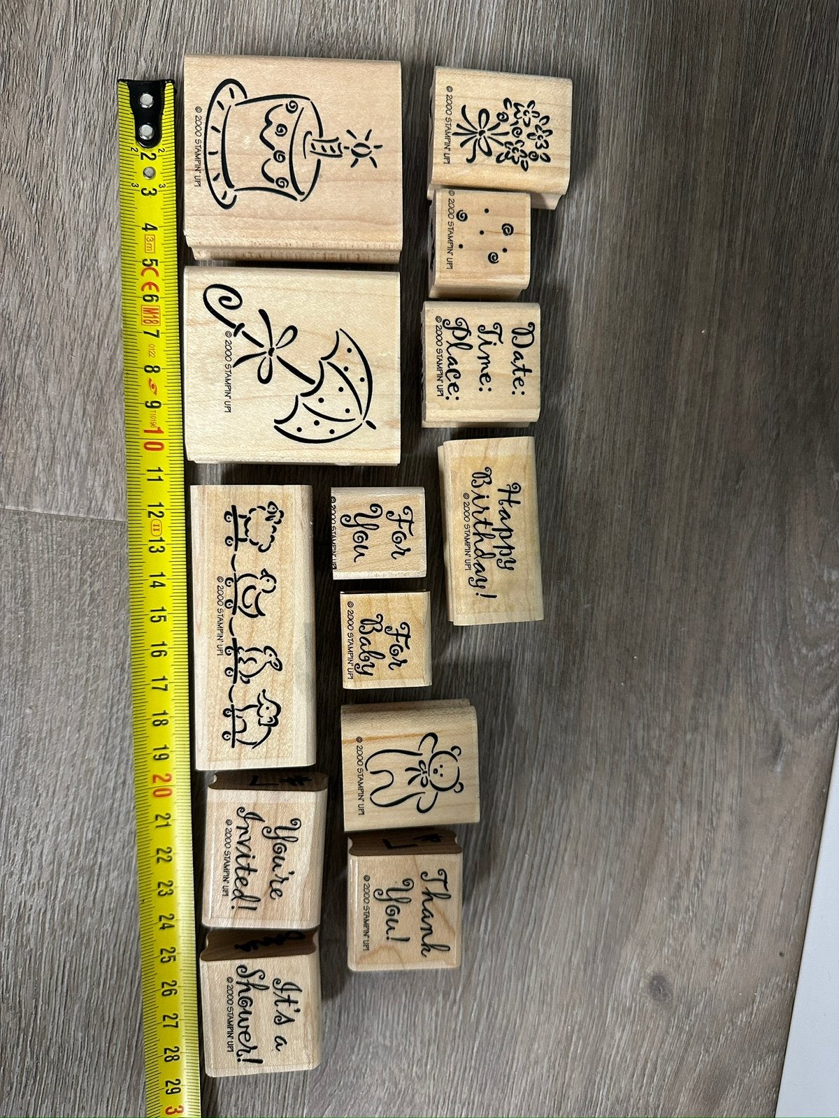 Stampin’ Up! Announcements 13 stempels zgan, Ophalen of Verzenden, Zo goed als nieuw, Houten stempel