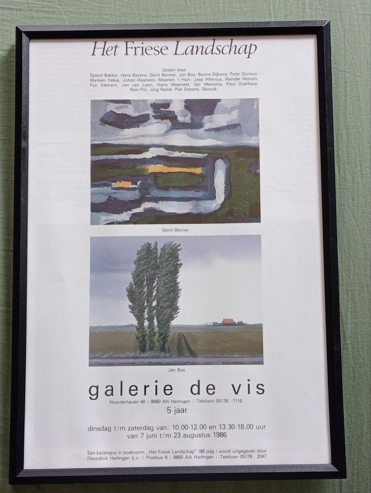 Galerie De Vis Affiche Gerrit Benner Jan Bos 1986, Ophalen of Verzenden, A1 t/m A3