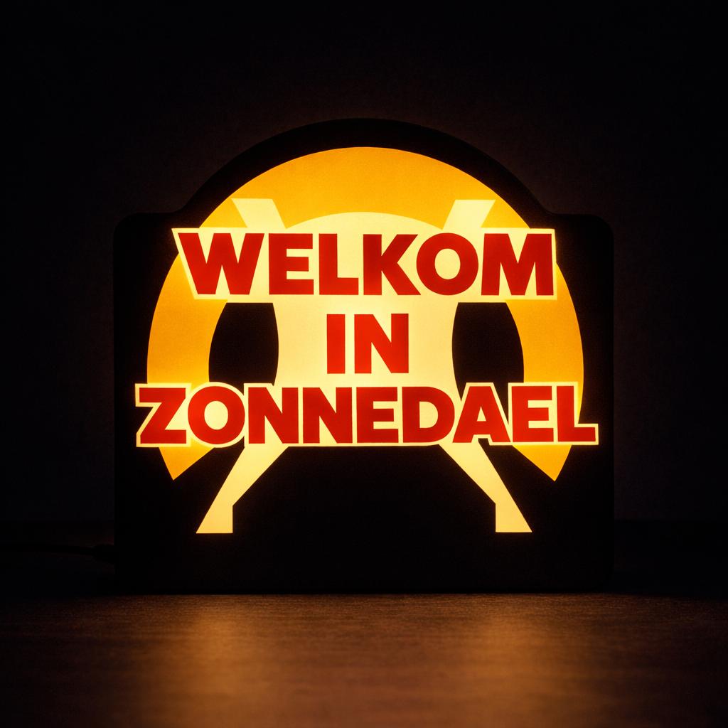 "Welkom in Zonnedael" Lightbox, Atelayer, Verzenden, Lichtbak of (neon) lamp, Info@ateyer.com