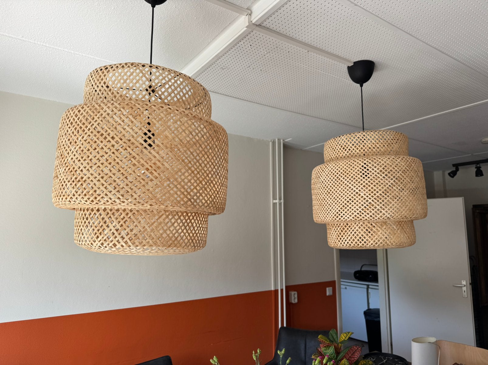 2 rietenhang lampen, Ophalen, Zo goed als nieuw