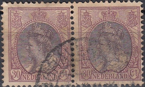 Nederland 1.36.4- 1899- 2 x Wilhelmina Bontkraag- NVPH-72-GP, Verzenden, T/m 1940, Gestempeld