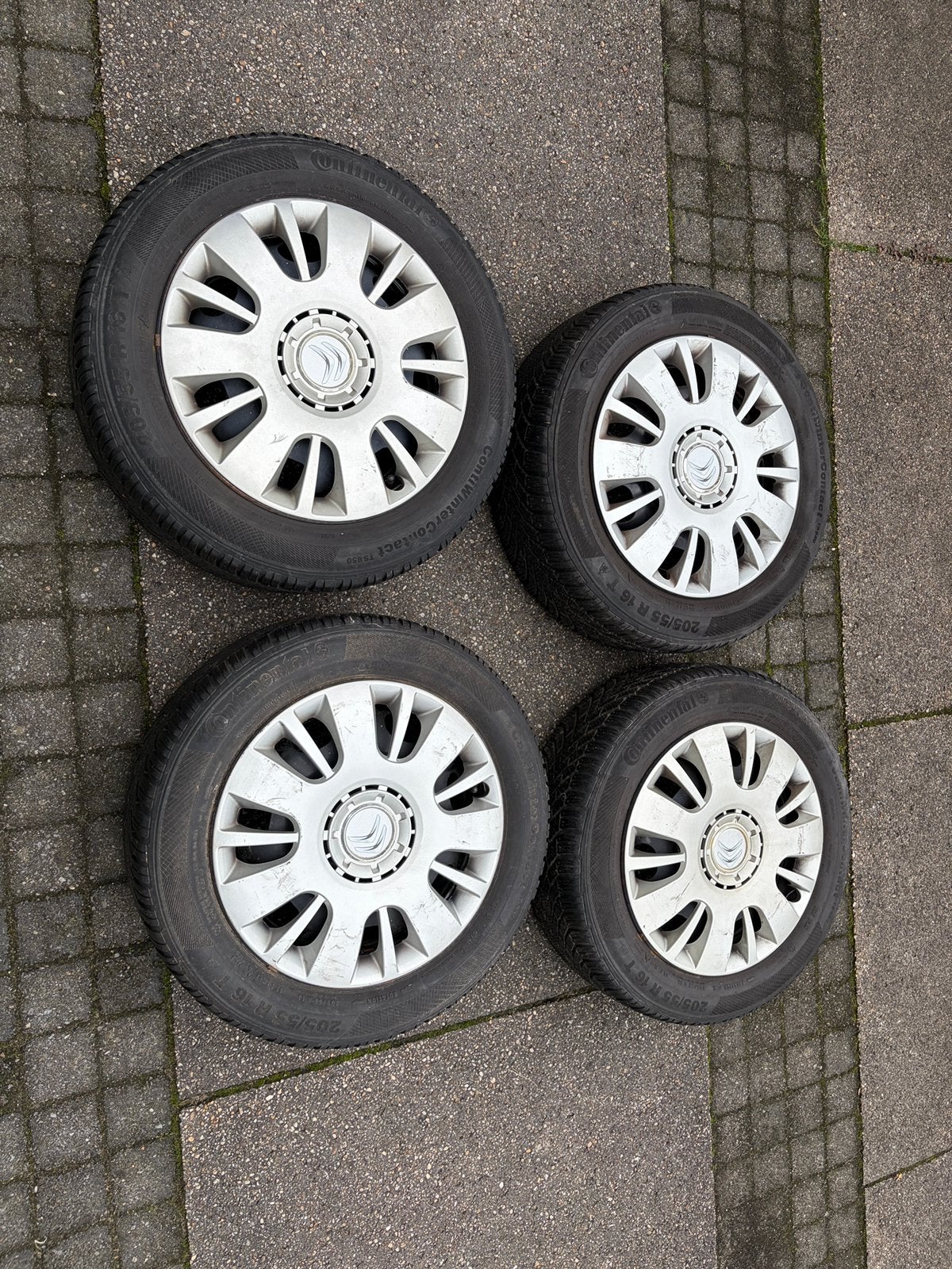 Winterbanden Continental 205 zgan op velgen Citroën C3, Ophalen, 16 inch, 205 mm, Winterbanden