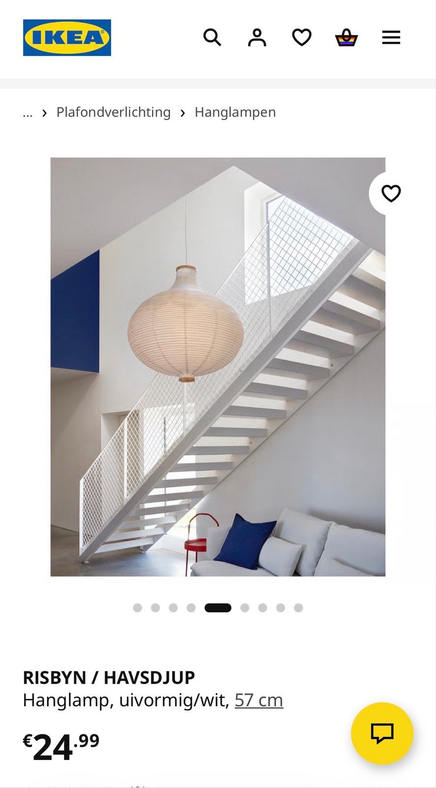 IKEA RISBYN / HAVSDJUP hanglamp met HEMMA ophangsysteem, Ophalen, Zo goed als nieuw, Textiel, E27 (groot)