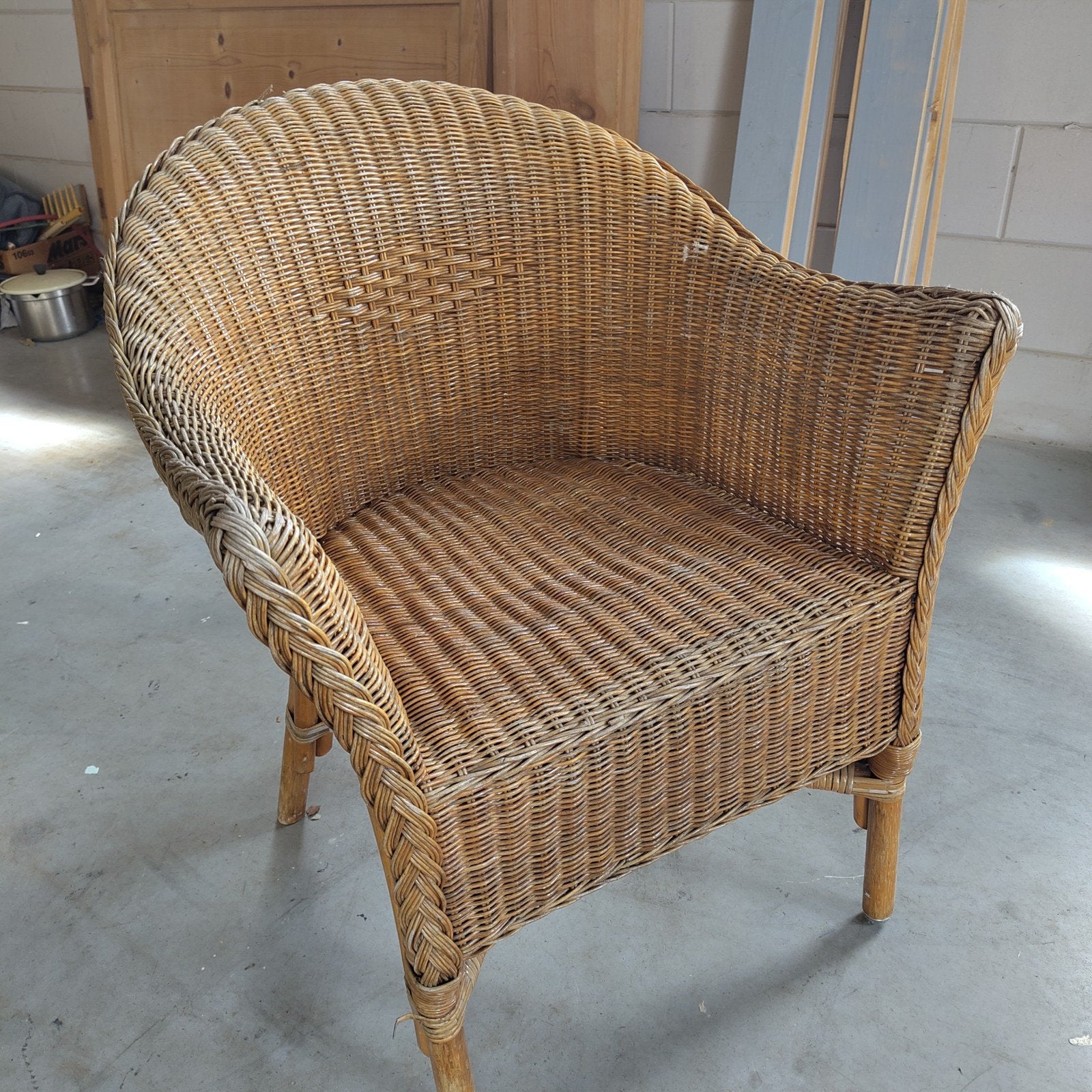 Rotan / rieten stoel, Ophalen, Bruin, Eén