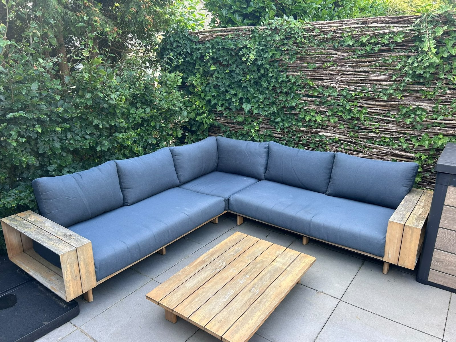 Loungeset (KARWEI loungeset Sam light teak acacia hout), Ophalen, 5 zitplaatsen, Gebruikt, Bank