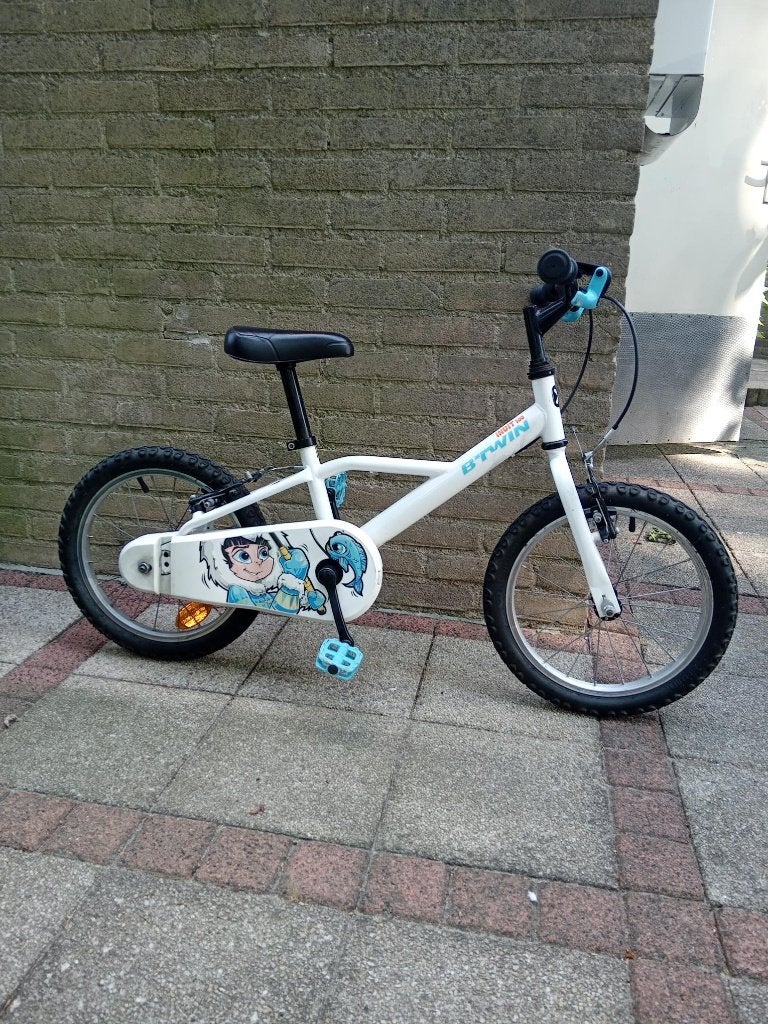 Kinderfiets 16 inch, Ophalen, Zijwieltjes, Velgrem, B'Twin