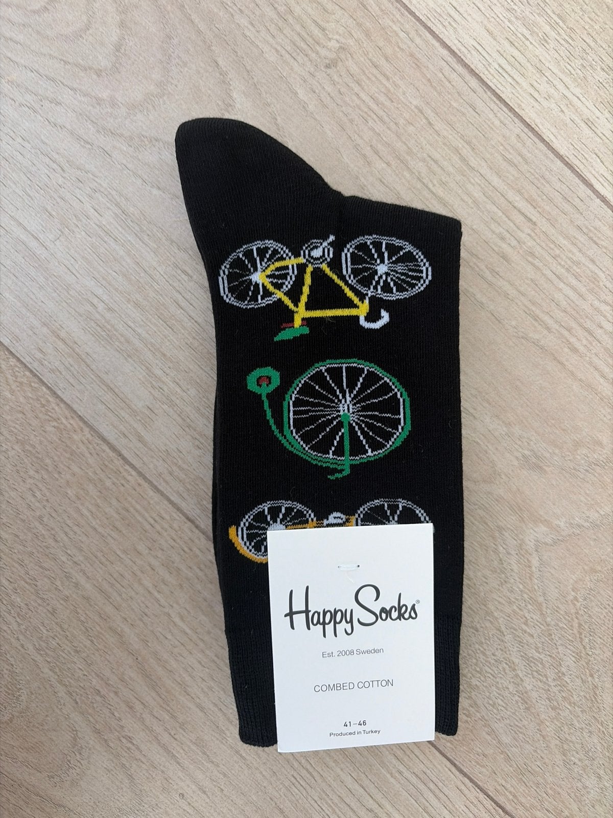 Happy Socks met fietsenprint - Maat 41-46, Kleding | Heren, Sokken en Kousen, Verzenden, Nieuw, Maat 43 t/m 46, Zwart