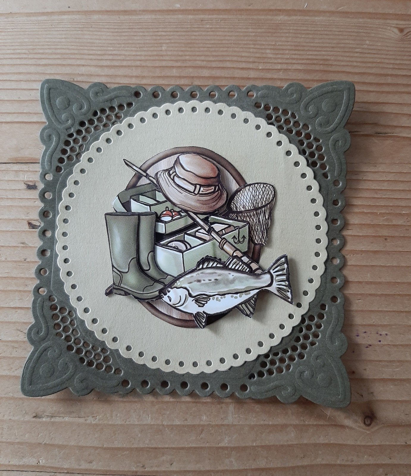 stans kaart opleg met 3d plaatje visgerei, Hobby en Vrije tijd, Kaarten | Zelf maken, Ophalen of Verzenden, Nieuw, Overige thema's