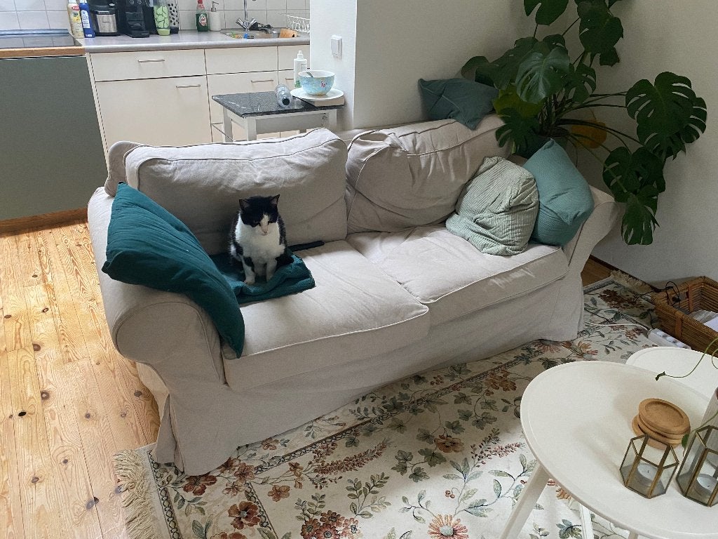 Gratis! Ektorp bank beige, af te halen 27/28 juni Utrecht, Ophalen, Gebruikt, Tweepersoons, 75 tot 100 cm