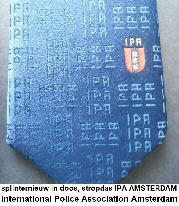 splinternieuwe stropdas in doos, IPA, International POLICE, Ophalen of Verzenden, Nieuw, Blauw