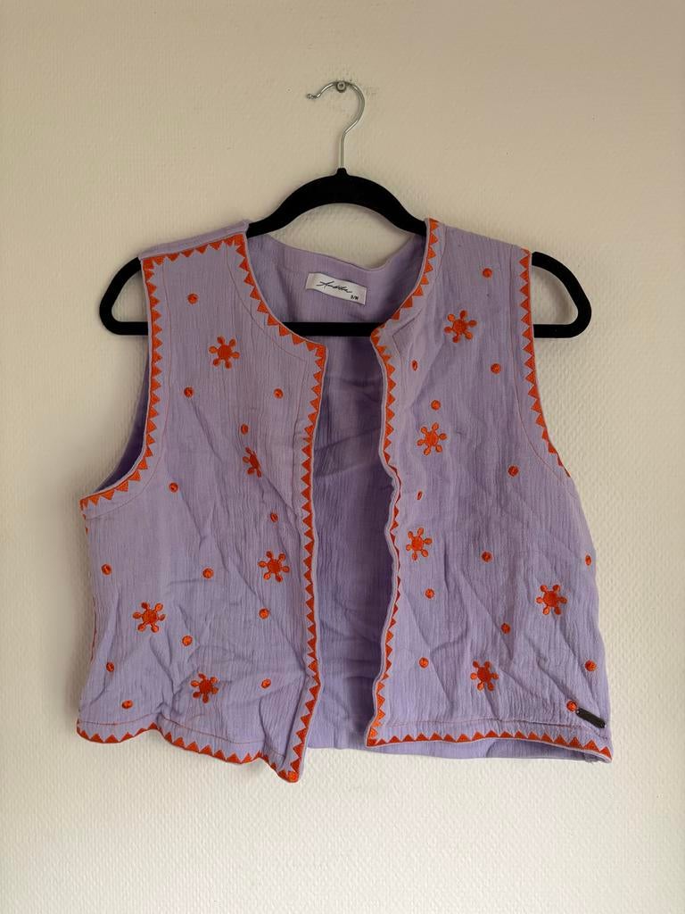 AMBIKA Nieuw gilet mousseline lila met borduursel S/M, Ophalen of Verzenden, Nieuw, Maat 36 (S), Paars