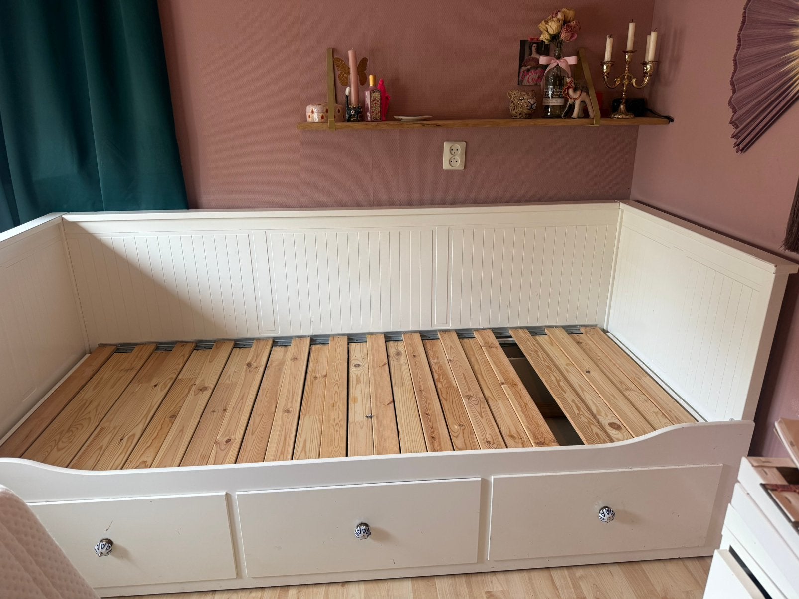 IKEA Brimnes bedbank met lades || uitschuifbaar bed, Ophalen, Wit, Tweepersoons, 200 cm