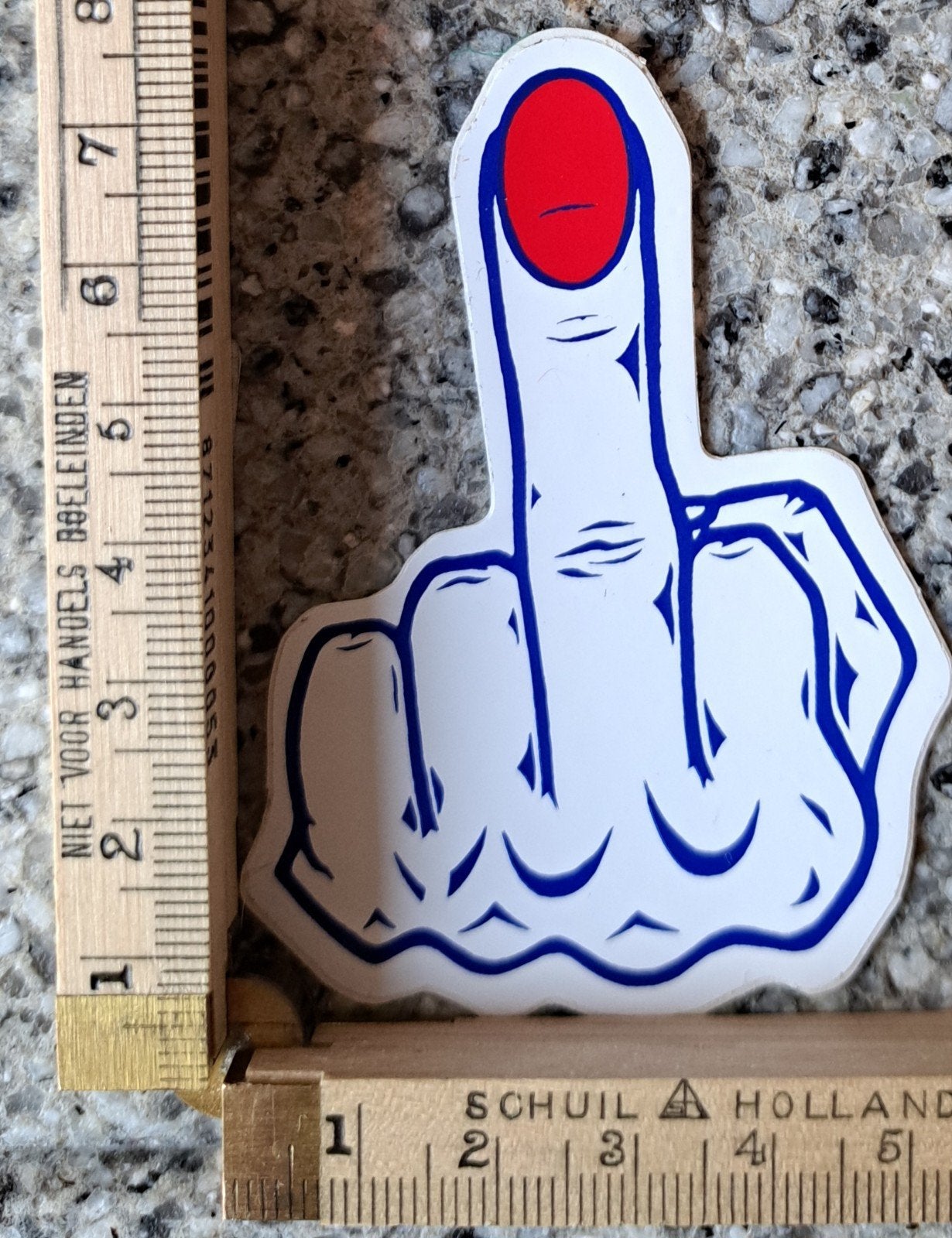 Vintage sticker middelvinger F#ck you rode nagel, Ophalen of Verzenden, Zo goed als nieuw, Overige typen