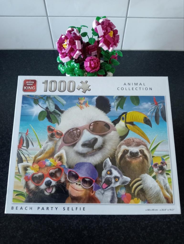 King Puzzel " Beach Party Selfie" Nieuw., Ophalen of Verzenden, 500 t/m 1500 stukjes, Nieuw, Legpuzzel