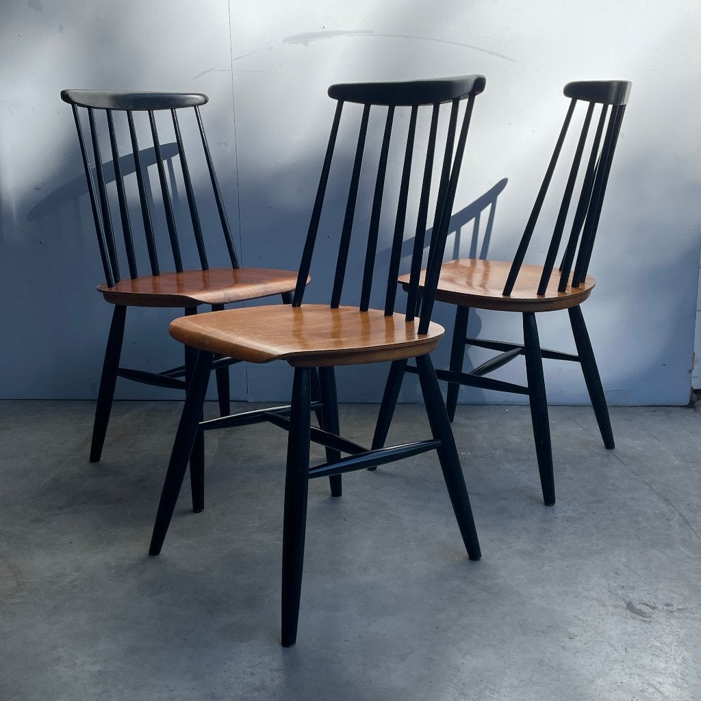 🟡 3x vintage spijlenstoel, Pastoe 1960s, Huis en Inrichting, Gebruikt, Vintage mid century, Drie, Zwart