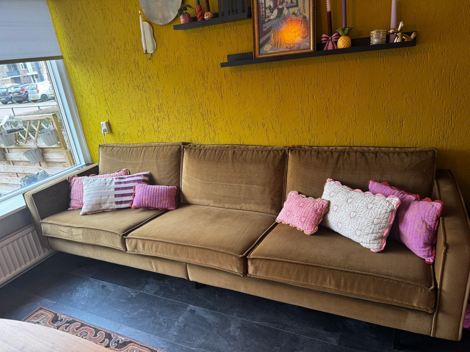 BePureHome Rodeo 4-zitsbank honey   277 x 85 x 86 cm, Huis en Inrichting, Banken | Bankstellen, 75 tot 100 cm, Ophalen of Verzenden