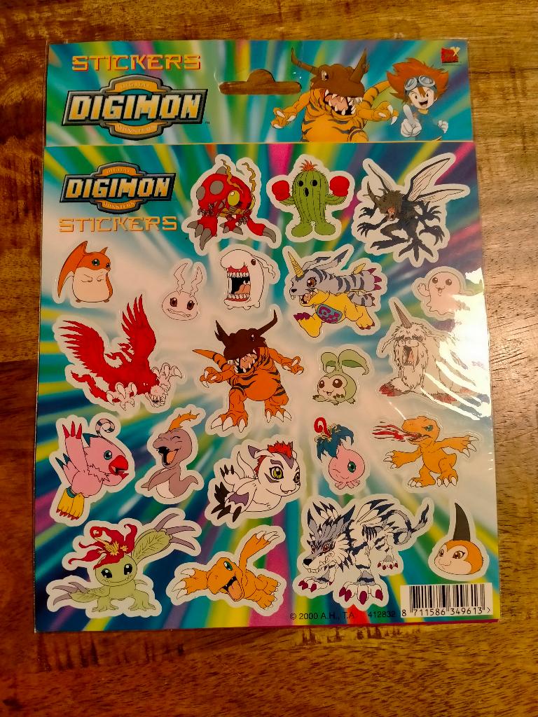 Digimon Digital Monsters vintage stickervel stickers tv game, Ophalen of Verzenden, Zo goed als nieuw, Overige typen