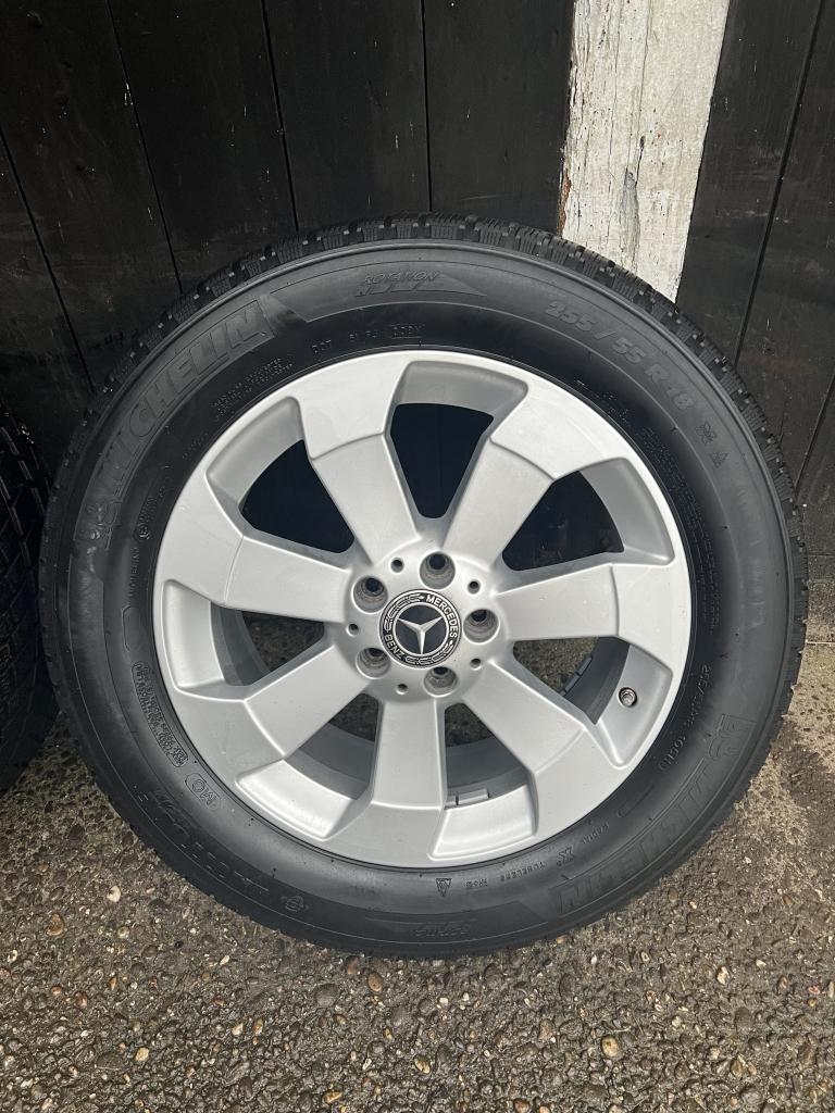 Originele Mercedes ML GLE velgen W166 18” 5x112 winter tpms, Auto-onderdelen, Banden en Velgen, 18 inch, Gebruikt, 255 mm, Banden en Velgen