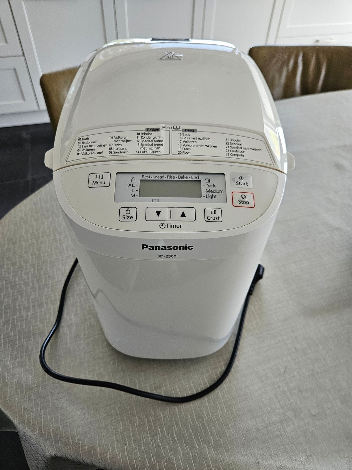 Panasonic Broodbakmachine SD-2500 - Zelfgemaakt brood, Met timer, Meer dan 10 programma's, 800 tot 1200 gram deeg, Ophalen of Verzenden
