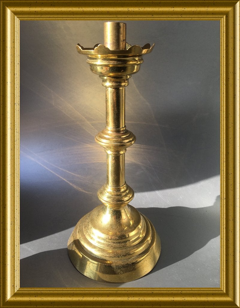 Antieke messing kandelaar, Antiek en Kunst, Ophalen of Verzenden, Koper of Brons