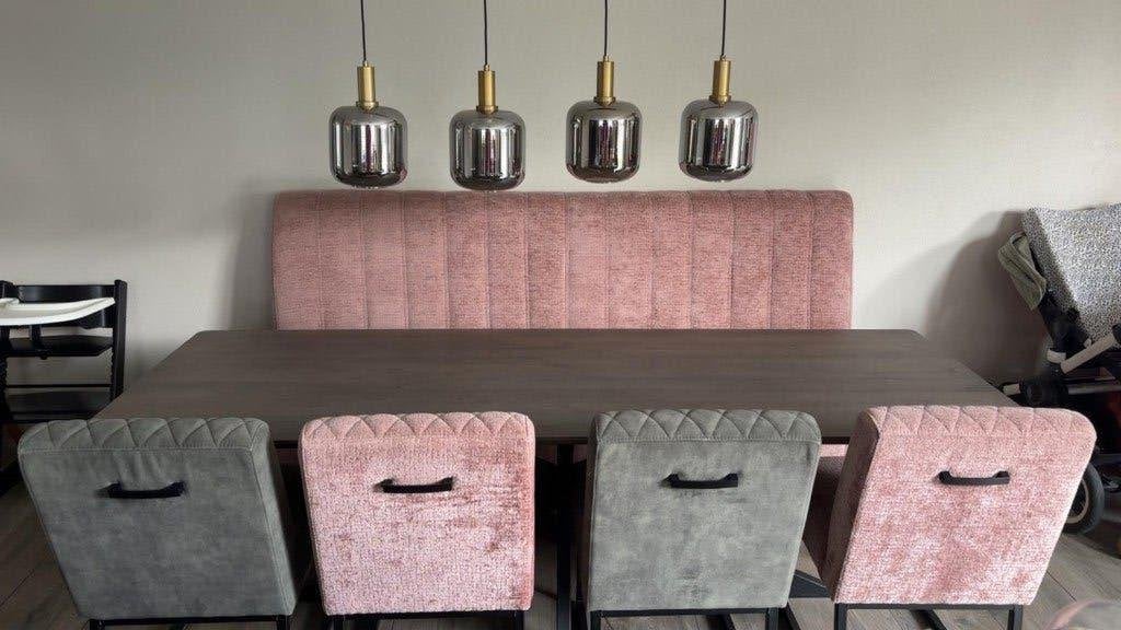Eetkamer stoelen en bank, Huis en Inrichting, Ophalen, Gebruikt, Overige kleuren, Vier
