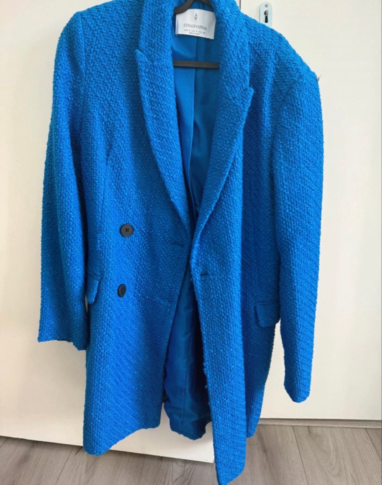 Stradivarius blauwe tweed jas/blazer, Verzenden, Zo goed als nieuw, Maat 36 (S), Blauw