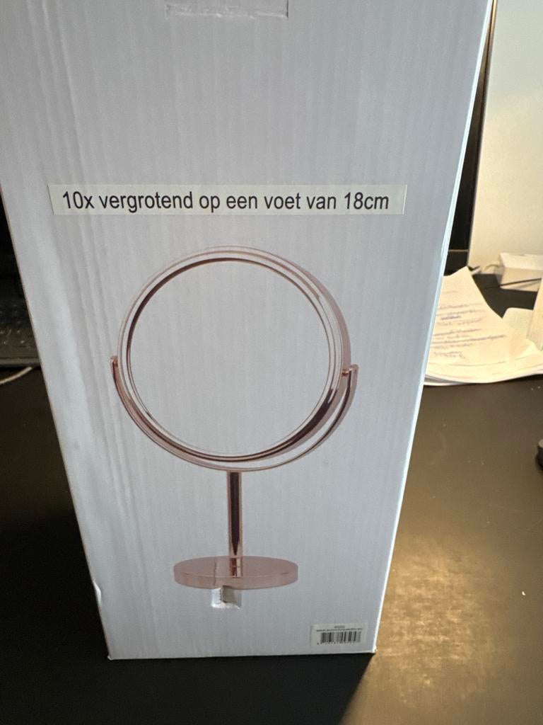 Vergrotende Spiegel 10x met Voet - 18cm Hoogte, Huis en Inrichting, Woonaccessoires | Spiegels, Minder dan 50 cm, Gebruikt, Rond