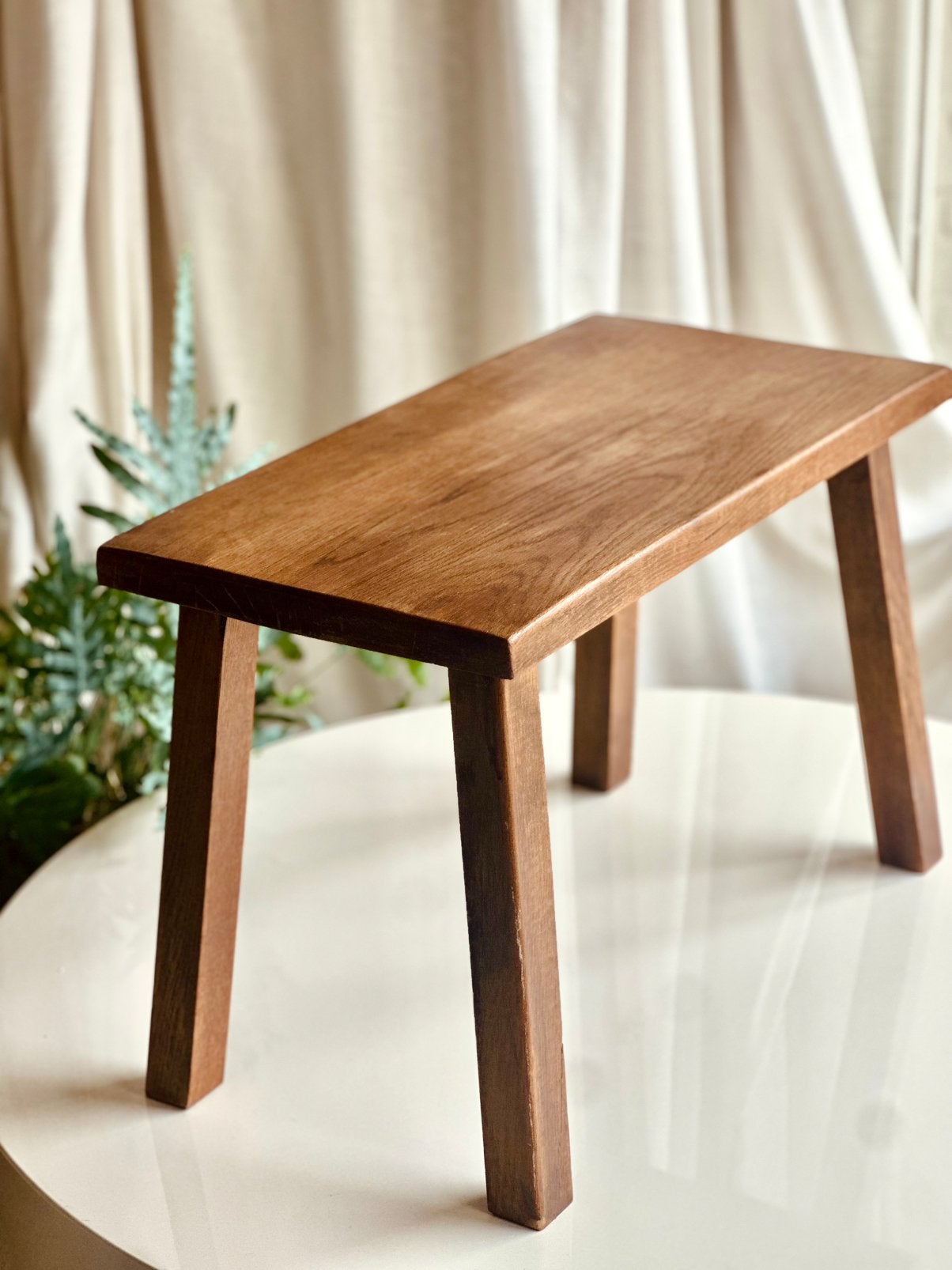 Bijzettafel brutalist vintage eikenhout XL, Minder dan 55 cm, Zo goed als nieuw, 60 cm of meer, Rechthoekig