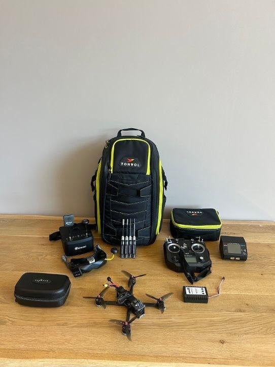 FPV Racedrone set met accessoires en rugzak, Overige merken, 15 tot 30 minuten, Standaard kwaliteit, 1 tot 5 kilometer