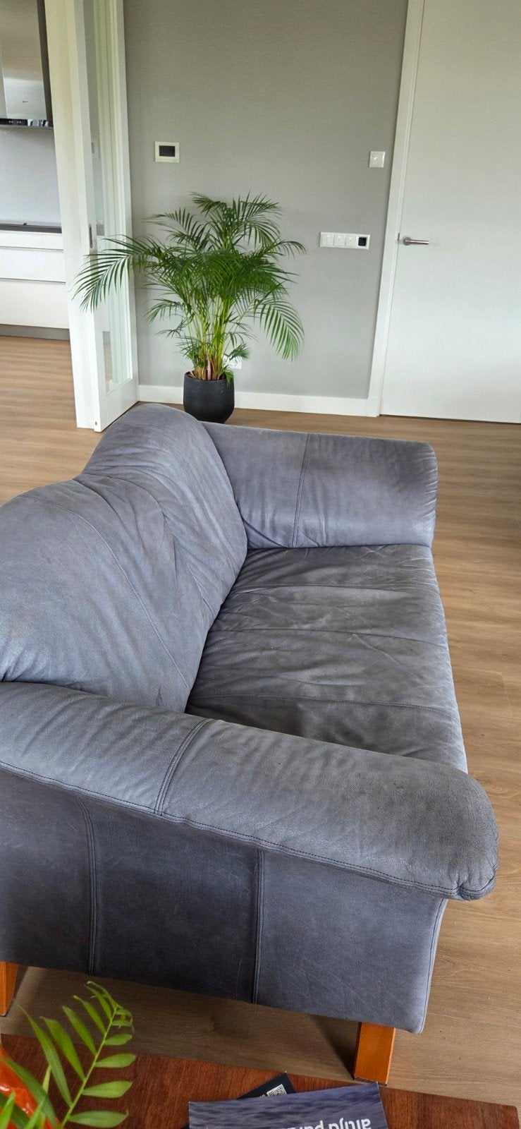 Nubuck leren bankstellen, Ophalen, Gebruikt, 75 tot 100 cm, 200 tot 250 cm