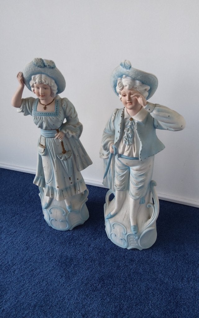 Stel oude biscuit beelden ca.39x15x10cm, Ophalen
