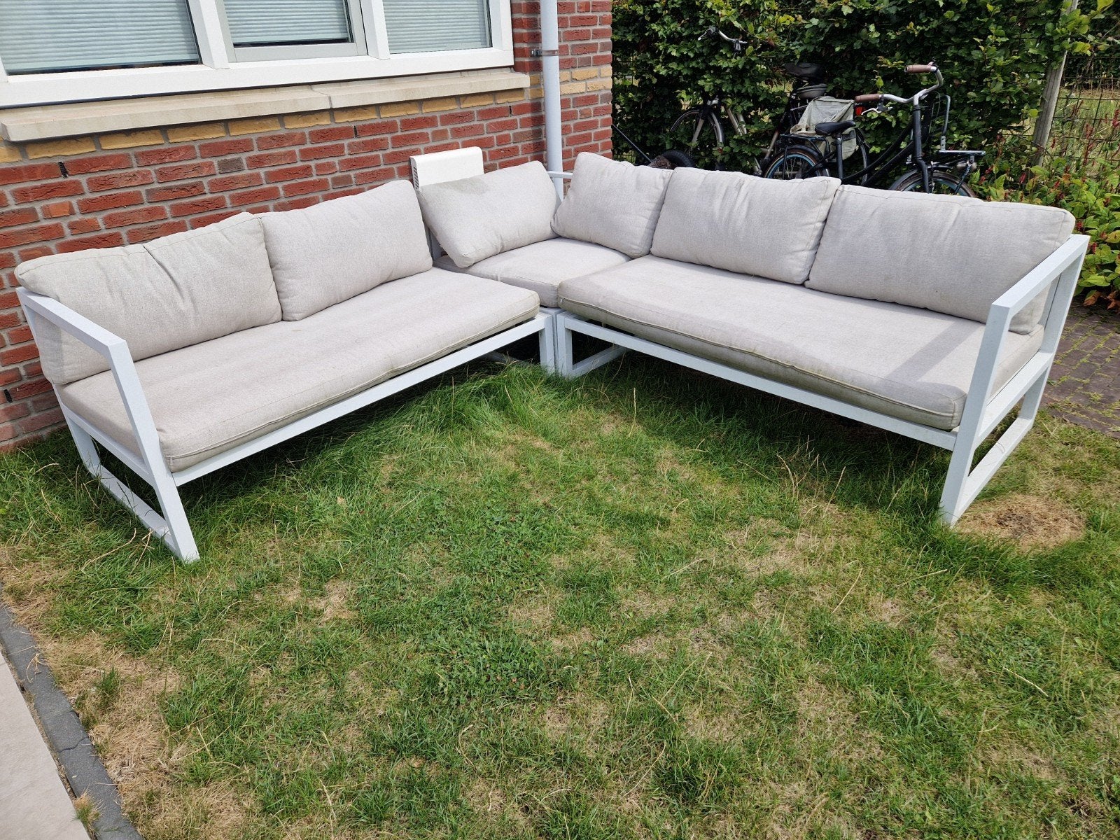 Grote loungeset 225x225 met diepe zit (65cm), Ophalen, 5 zitplaatsen, Gebruikt, Aluminium