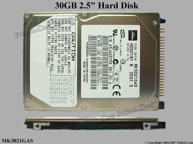 Toshiba MK3021GAS 30GB IDE - 2,5" [HDD-464x] 9-5, Computers en Software, Harde schijven, Ophalen of Verzenden, 30gb, Niet werkend