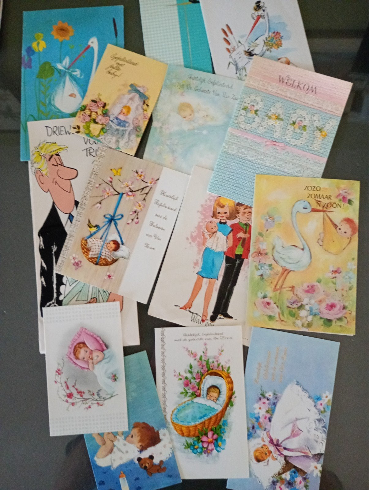 oude felicitatie kaarten voor geboorte van een zoon, Ophalen of Verzenden
